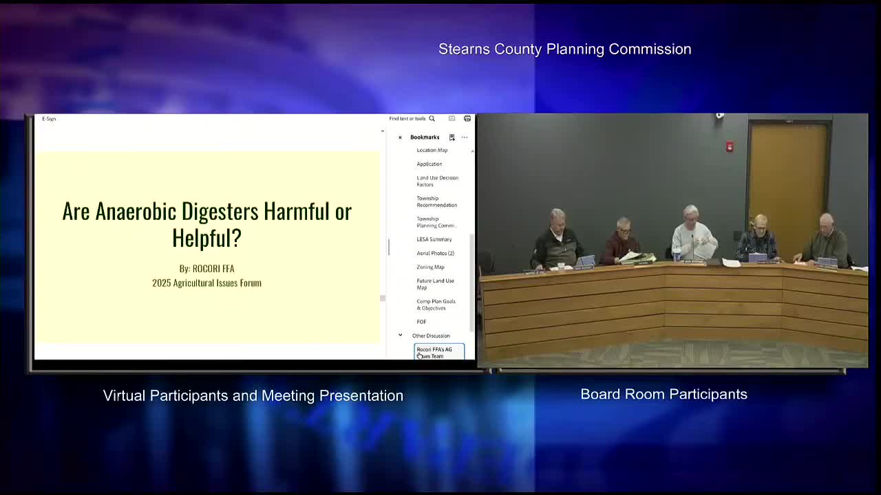 Recori FFA presents pros and cons of on‑farm anaerobic digesters; planning panel commends students