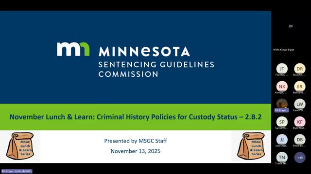 Sentencing Guidelines staff explain custody-status scoring, Robinette effects and a 3-month enhancement