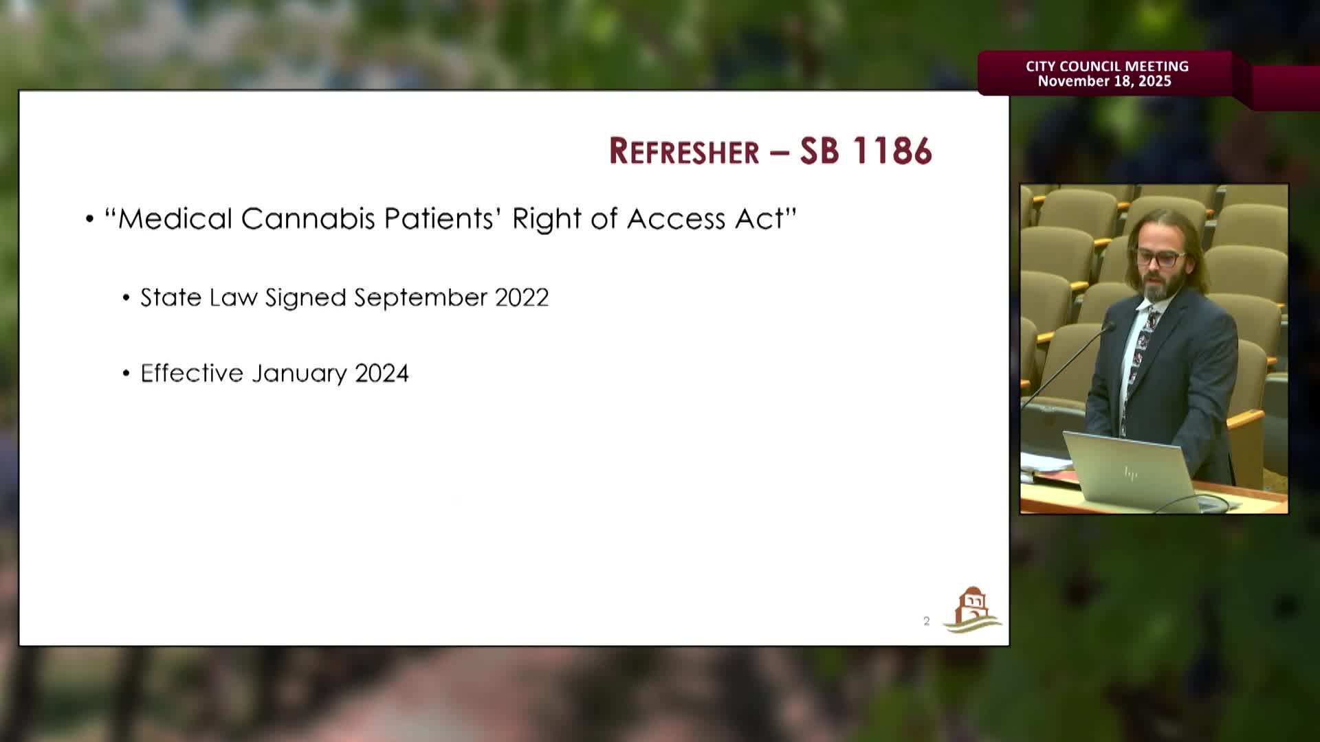 Council pauses action on medical cannabis delivery ordinance after extended debate