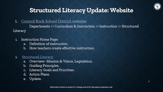 Council Rock details structured literacy plan, posts materials to district website