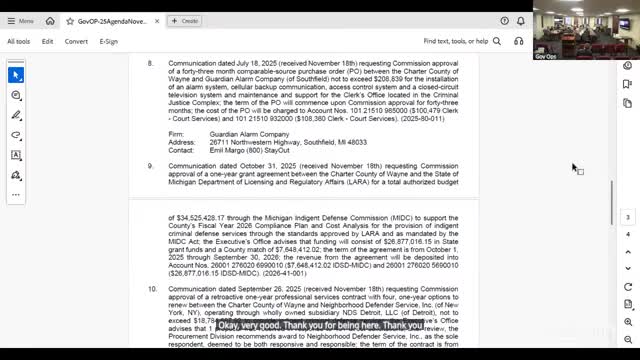 Wayne County accepts MIDC grant and raises public defender caseload to 50%; Neighborhood Defender Service contract retroactive