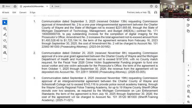 Wayne County committee accepts $197,616 MDHHS victim-services grant with no county match