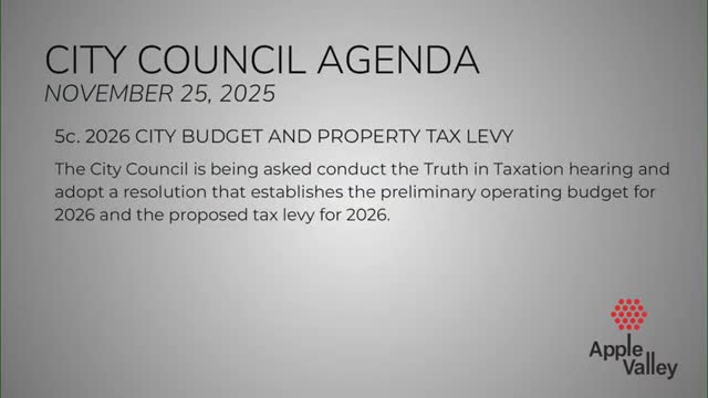 Apple Valley council adopts 2026 budget and raises property tax levy; median home tax up about $211
