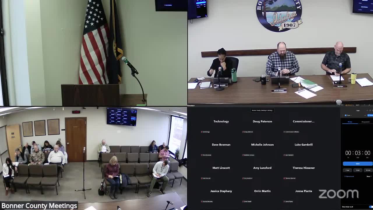 Bonner County commissioners debate remote-work policy and continue comprehensive plan revisions around Priest Lake