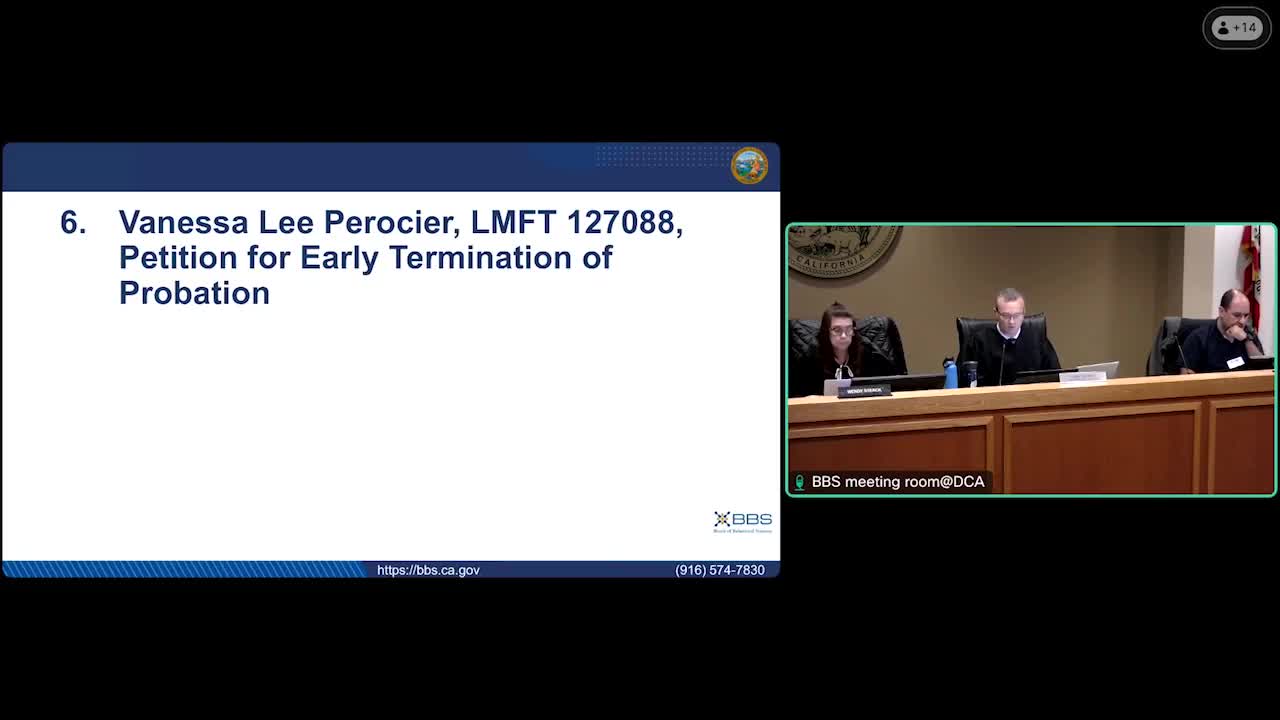 Board hears DUI-related probation review as Vanessa Perossier asks to end oversight early