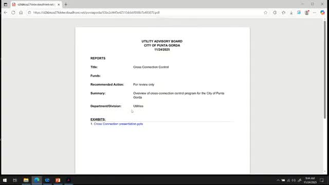 City staff outline Chapter 17 cross‑connection/backflow compliance plan; residential phase likely at point of sale