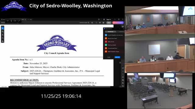 Sedro‑Woolley renews contract with city attorney Nikki Thompson's firm after staff endorsement