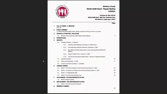 Board approves consent agenda; camera down, insurance quotes delayed, NAMI opens drop-in center