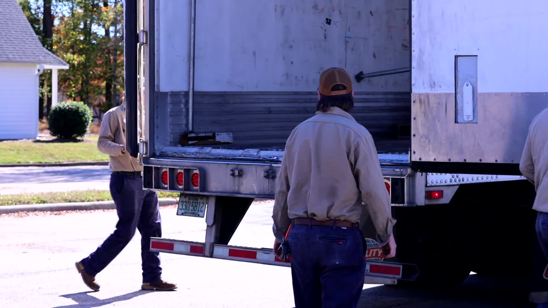 Union County Water staff help unload roughly 40,000 pounds of potatoes for local food banks