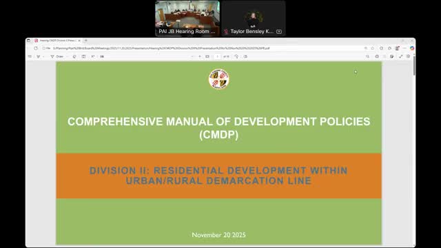 Board defers final vote on CMDP residential update after developers flag new 30% visitor-parking recommendation