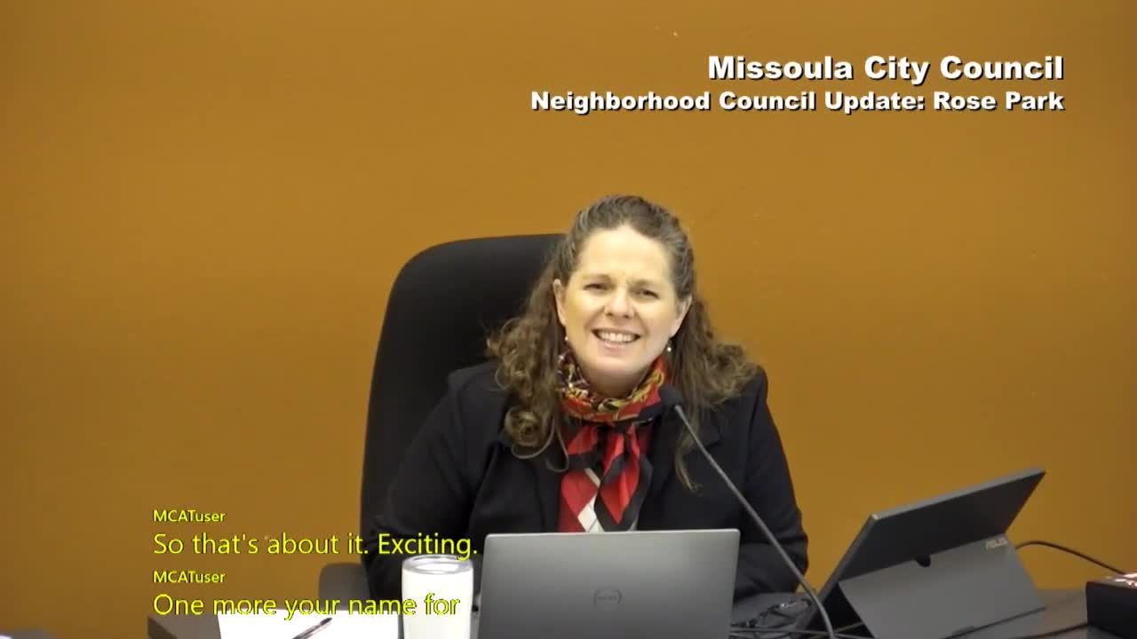 Residents press council on MRA spending and parking‑permit enforcement; Rose Park group seeks DNRC grant for gateway project