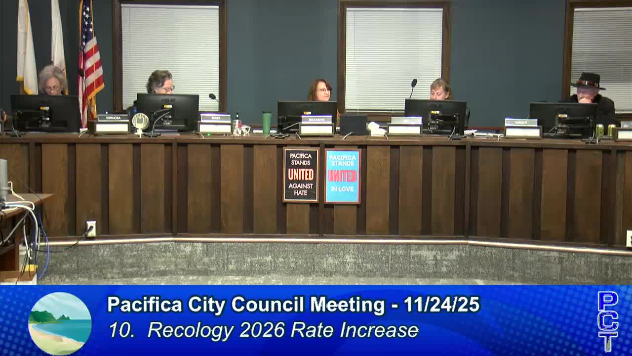 Pacifica council confirms 2.94% Recology rate increase; residents press for green‑waste options