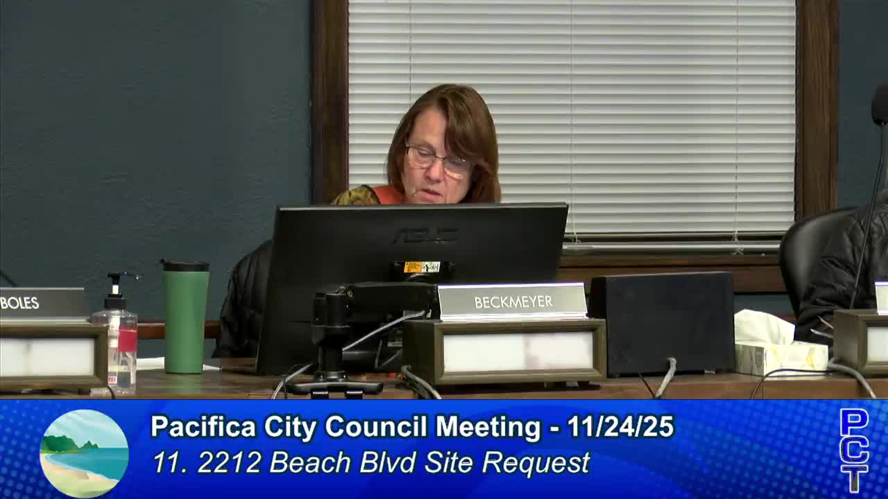 Pacifica launches RFQ/RFP process for 2212 Beach Boulevard; council forms two‑member ad hoc