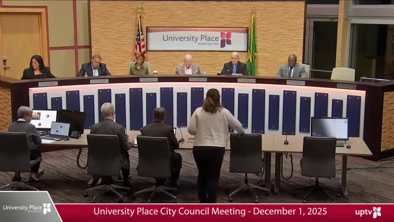 University Place council passes mid‑biennial budget update using $1.3M in one‑time funds