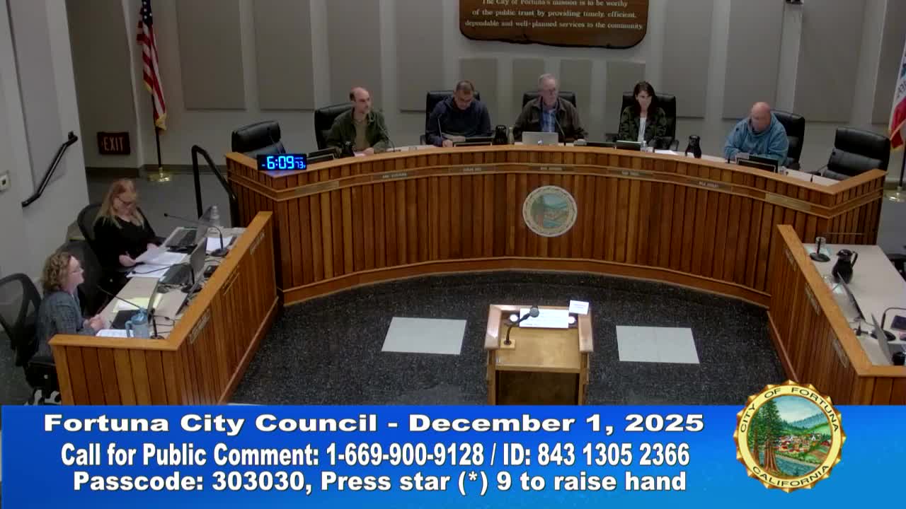 Fortuna council introduces zoning amendments to implement sixth‑cycle housing element; first readings continued