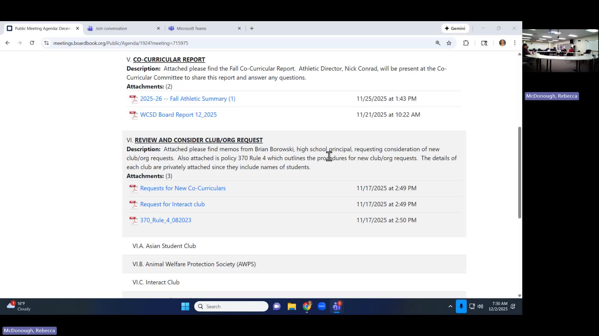 Waunakee co-curricular committee highlights state qualifiers, new recognition program and game-day safety changes