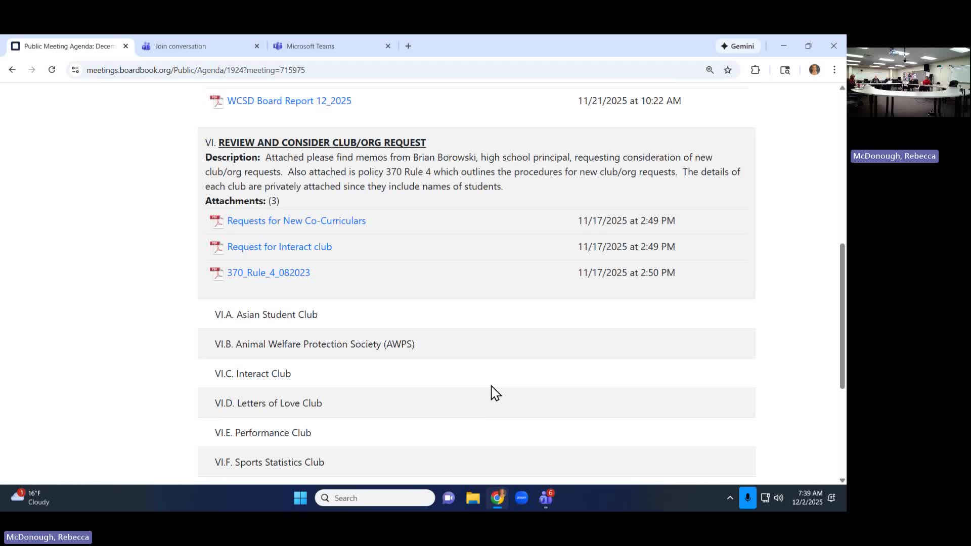 Committee forwards club requests to full board; writing club seeks $200