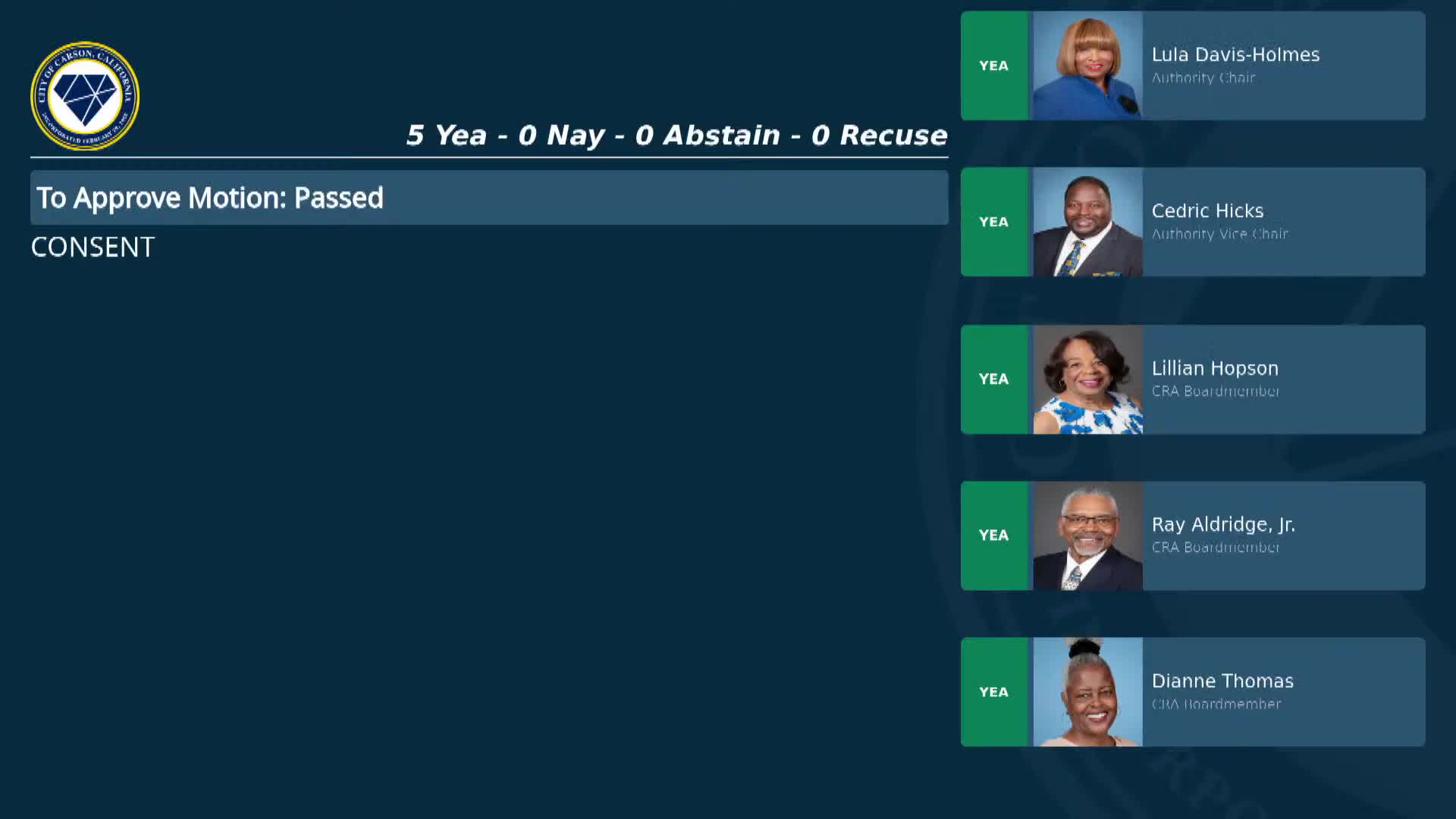 Carson Reclamation Authority approves minutes and consent items, conditionally clears insurance exhibit