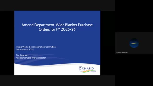 Public Works seeks City Council approval to raise blanket purchase orders for five vendors