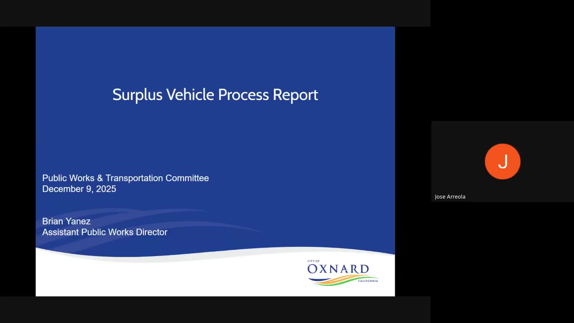 Oxnard committee hears report on surplus-vehicle process; no vote recorded