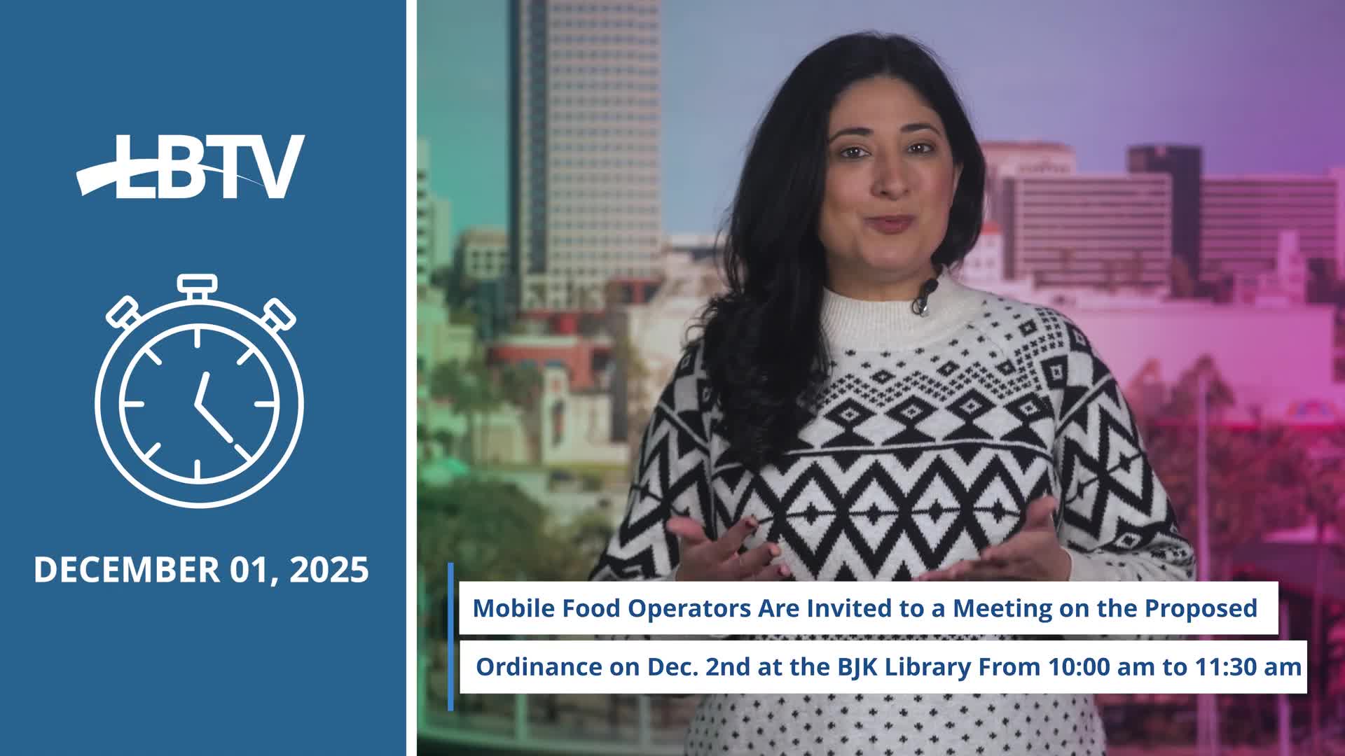 City sets Dec. 2 community meeting on proposed mobile food ordinance at Billie Jean King Library