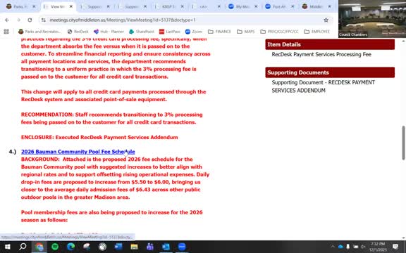 Commission approves modest increases to Bauman Community Pool fees