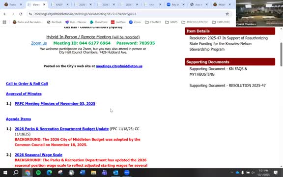 Middleton staff outline 2026 Parks & Recreation budget, raise concerns about cut ADA projects