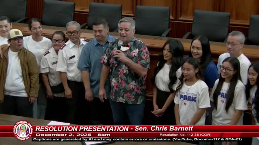 Guam Legislature presents resolution recognizing Giving Tuesday; youth 'Spark Ambassadors' outline outreach projects