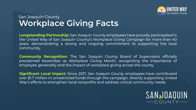 San Joaquin County leaders launch United Way workplace giving campaign, urge payroll donations