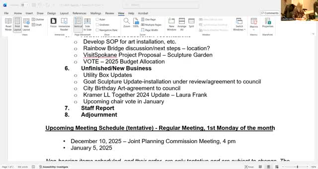 Parks & Arts Commission votes to spend remaining 2025 funds on 'Home for the Holidays' programming