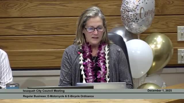 Issaquah adopts local rules for e-bikes and e-motorcycles; council removes parks director's specific ban authority for Class 1/2 e-bikes
