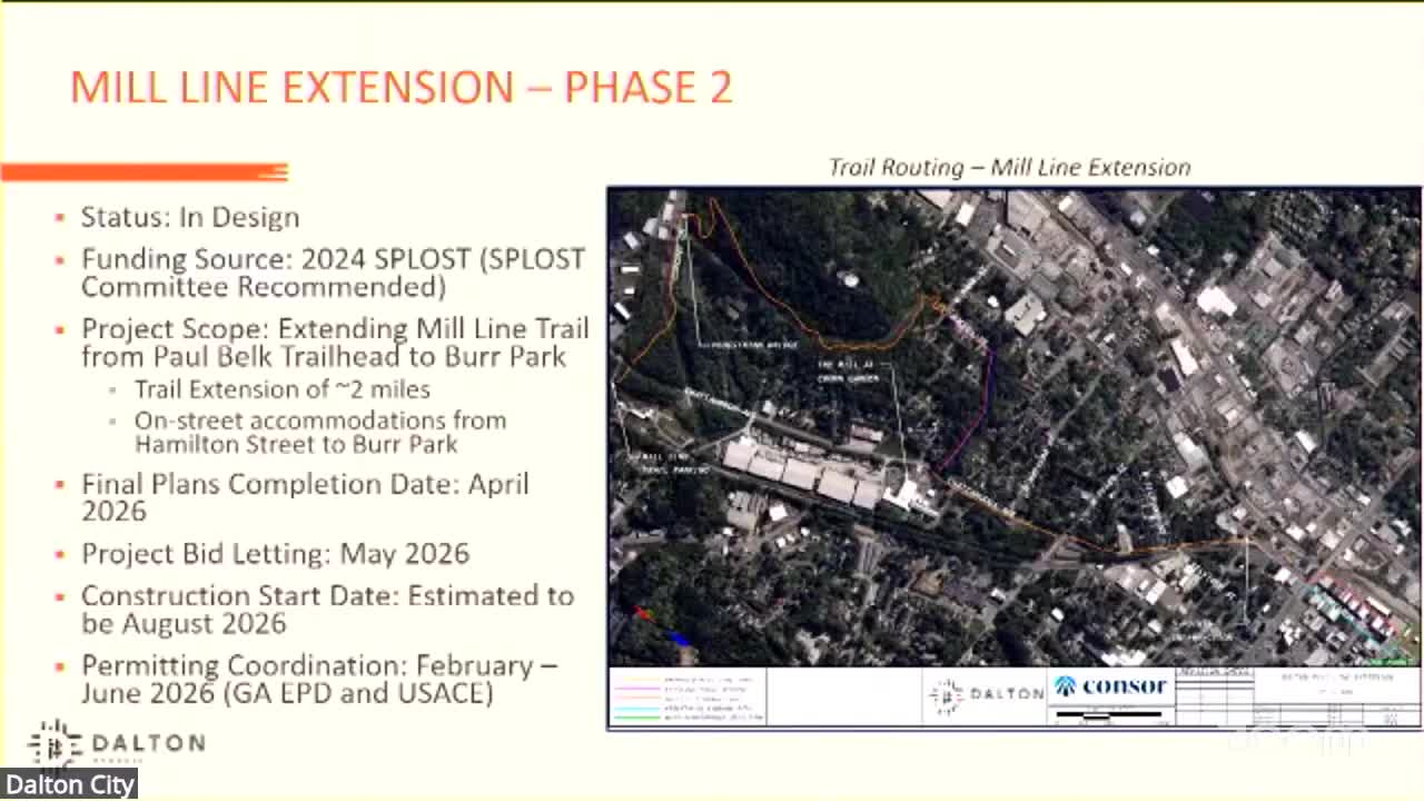 Dalton plans two-mile mill line trail extension; wetlands and buffers require added design time