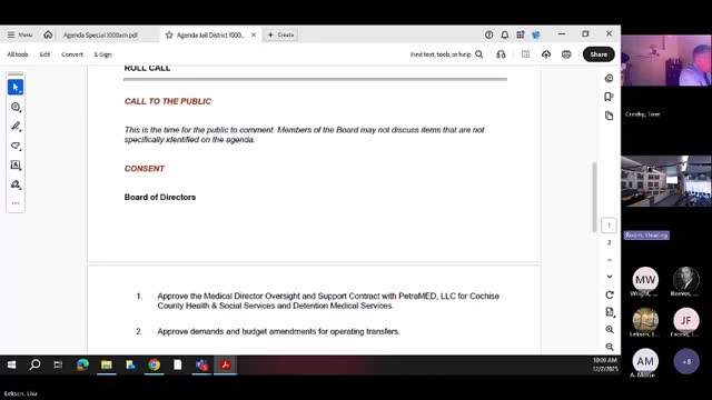 Cochise County Jail District approves consent agenda, schedules special meeting on community enhancement fund