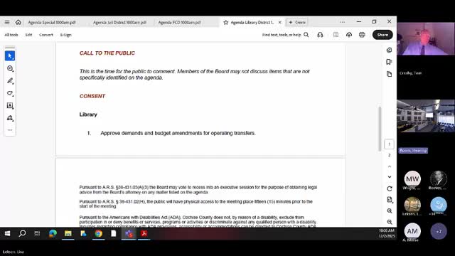 Library district board approves demands and budget amendments for operating transfers, 3-0