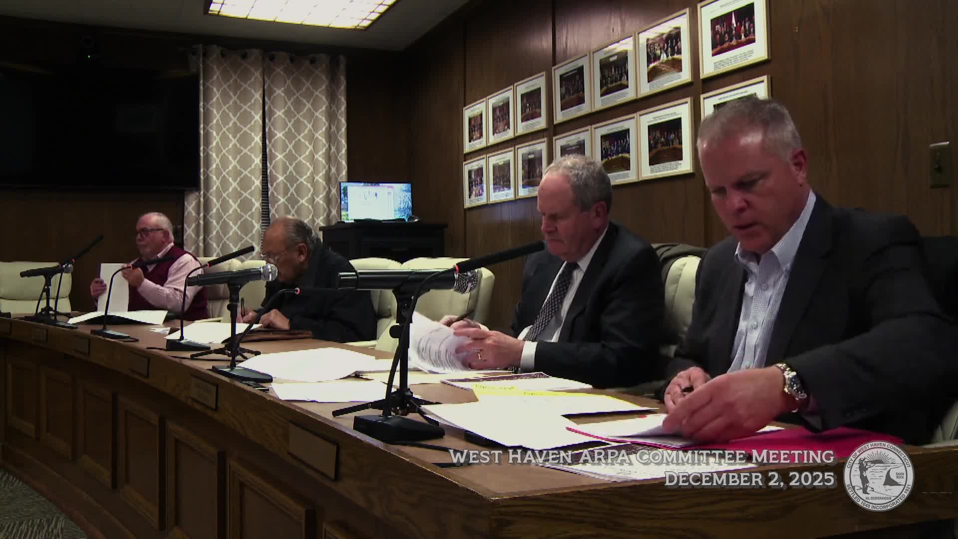 West Haven ARPA committee approves invoices, animal‑shelter design and environmental sampling for house demolition