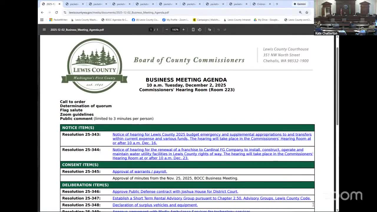 Lewis County approves Ordinance 1368, authorizing interlocal annexation agreement with Chehalis