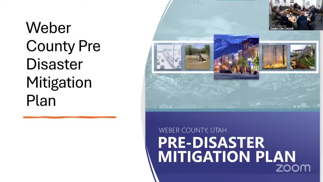 City staff present Weber County pre‑disaster mitigation plan; adoption would preserve federal grant eligibility