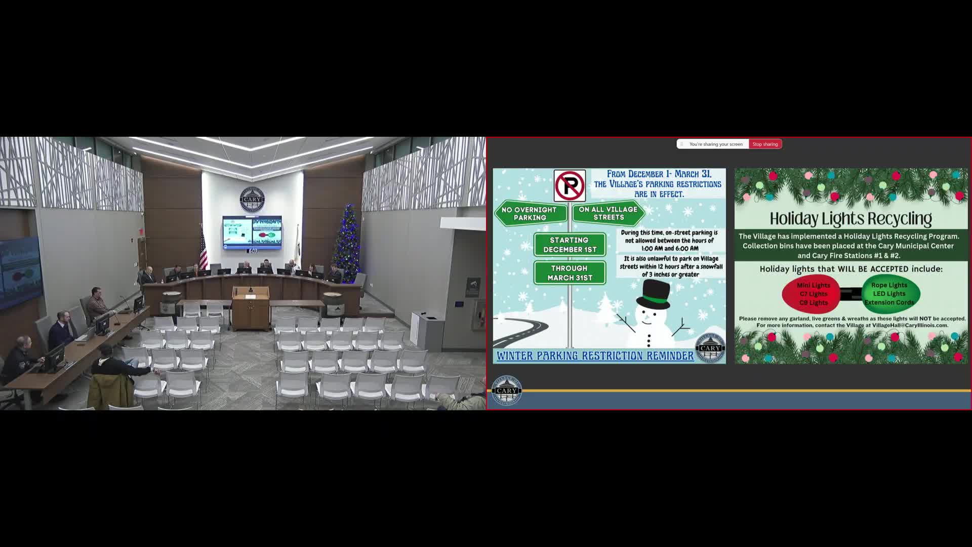 Cary board approves consent agenda; staff outlines holiday parade, park open house and recycling program