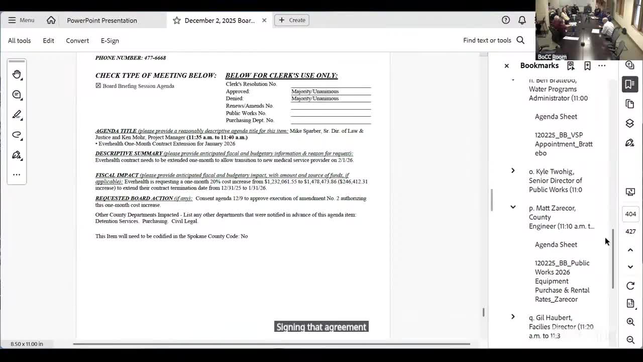 Spokane County briefed on one‑month Everhealth extension to bridge jail medical contract transition