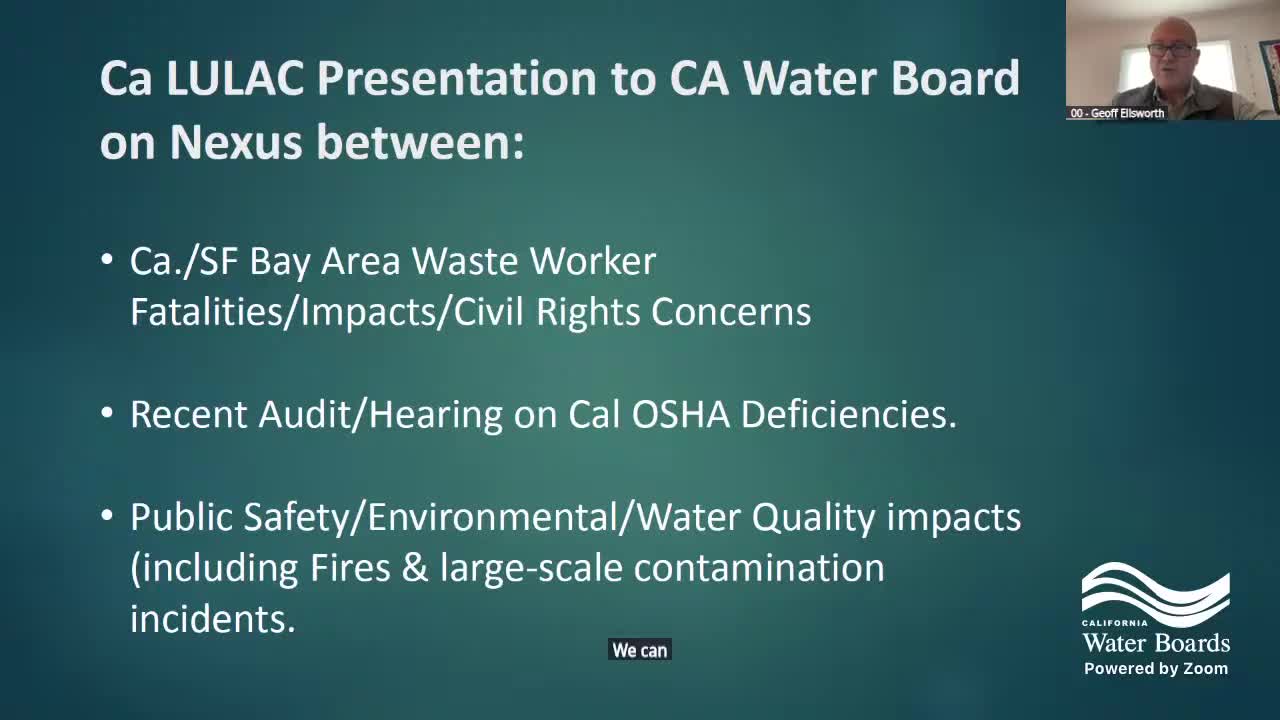 Latino waste‑worker fatalities and water‑quality concerns raised in public forum