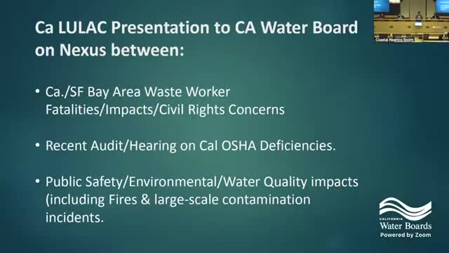 Advocates urge State Water Board to examine waste-worker fatalities, toxic exposures and water-quality risks