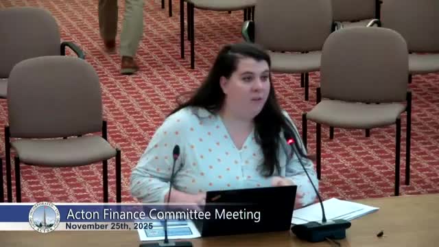 Acton finance committee reviews FY2026 first‑quarter report; collections and debt service highlighted