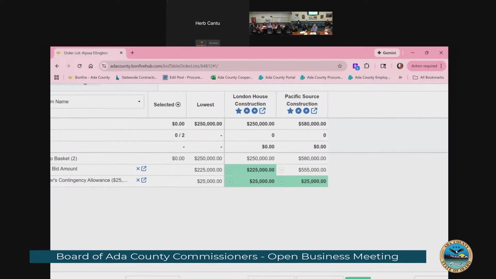 Board approves sole-source compactor wheels, opens courthouse handrail bids and tables award
