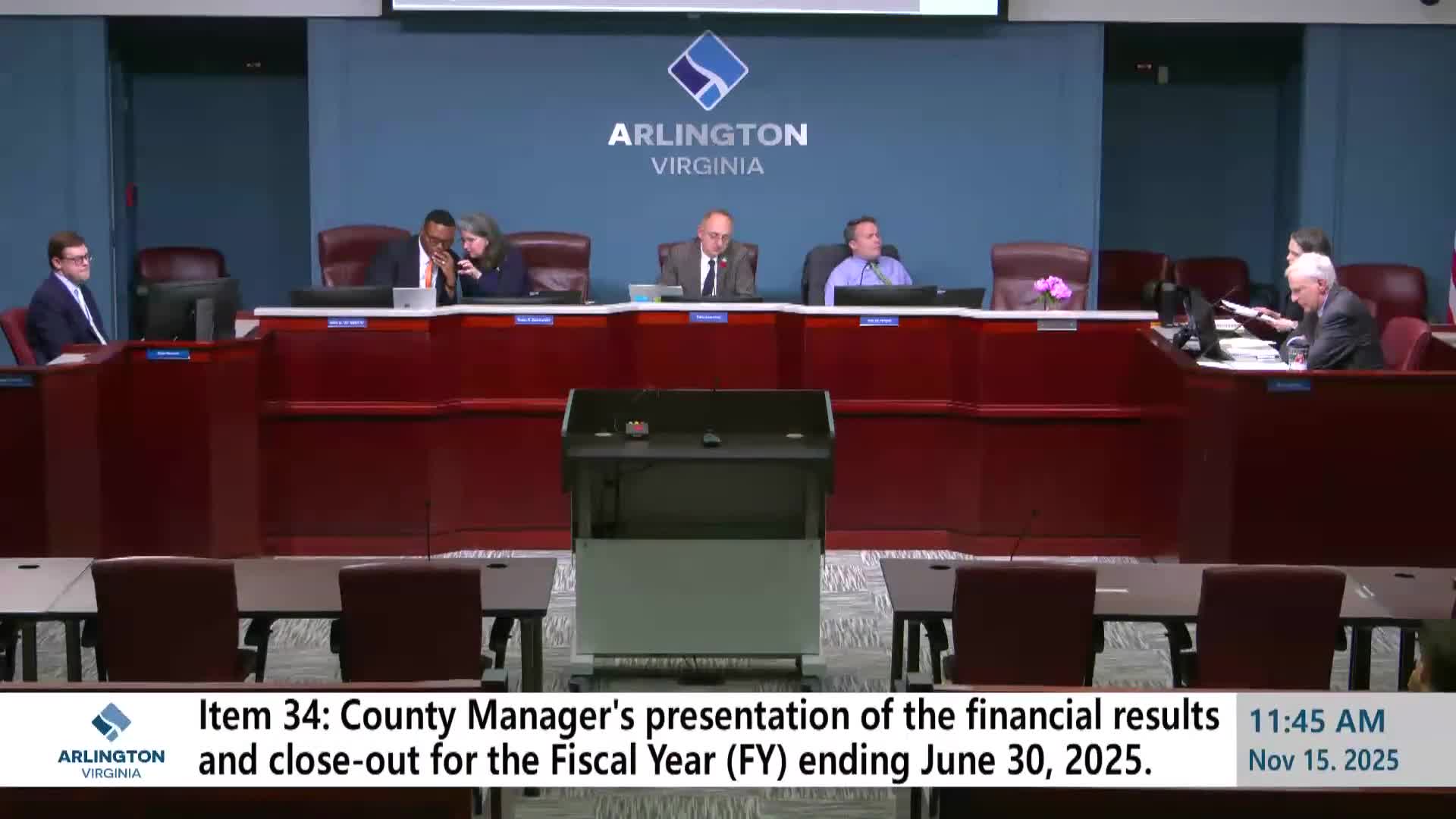 Arlington closes FY2025 with $1.8M discretionary available; staff warns of $35M–$45M FY2027 gap