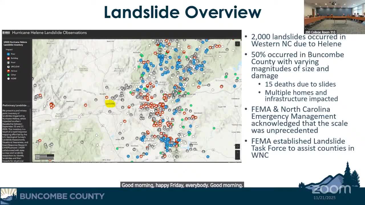 Buncombe County outlines FEMA‑backed pilot to study and stabilize major post‑storm landslides