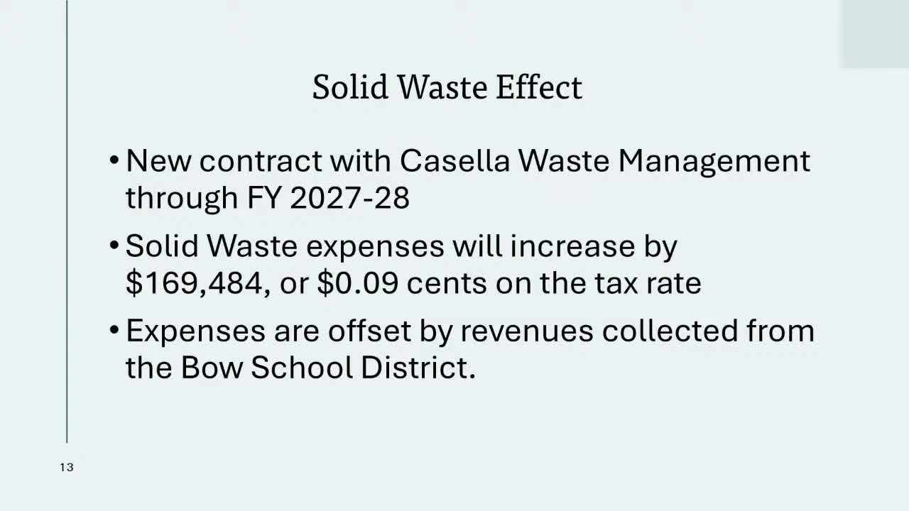 Bow selectmen review budget that would raise town portion of tax rate to $4.91