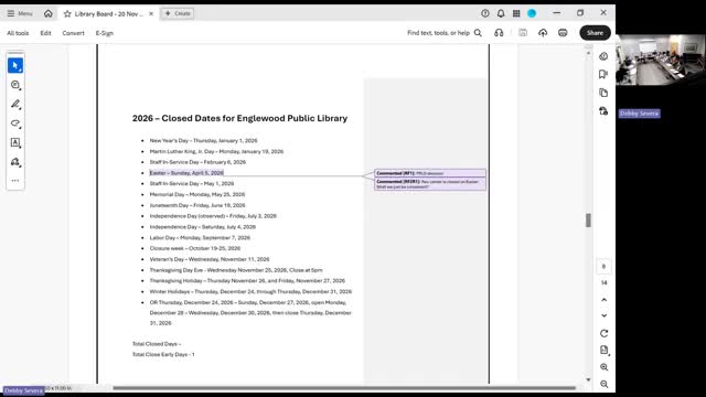Library board reviews space-use and patron conduct policy edits; board requests redlines