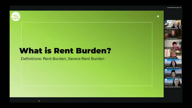 City staff: one‑third of Eugene renter households are severely rent burdened; city outlines funding and planning actions