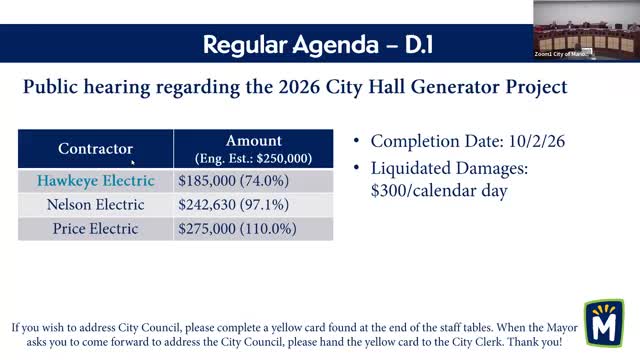Council approves City Hall renovation and new generator amid higher‑than‑expected bids