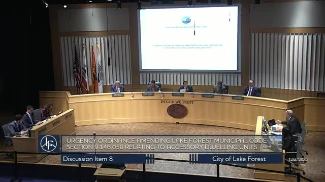 Lake Forest adopts urgency ordinance to align ADU rules with new state law